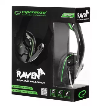 Esperanza EGH310G Gaming Headset with Boom Microphone, Wired, 3.5mm Jack, Melns & Zaļš