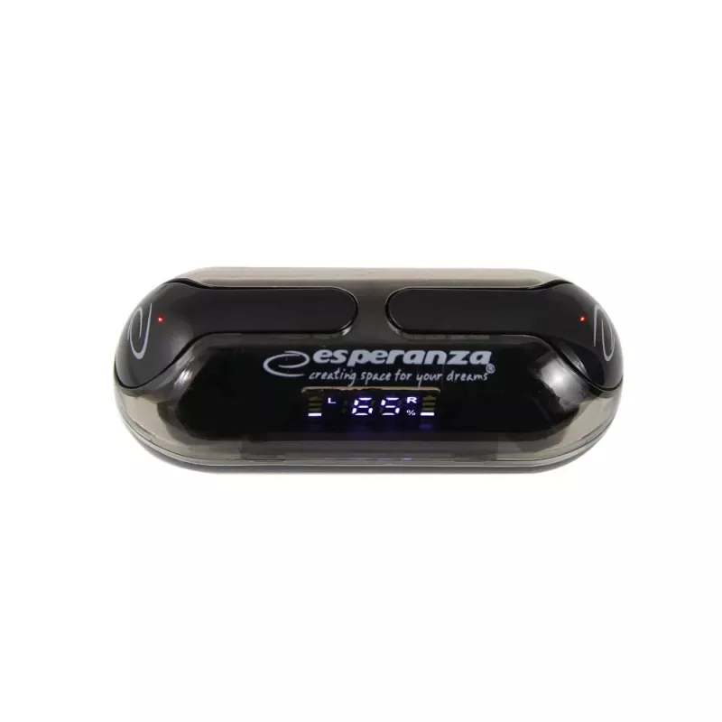Esperanza EH239K True Wireless Stereo Bluetooth iekšējās austiņas ar uzlādes futrāli, skārienvadību, iebūvētu mikrofonu, melnas