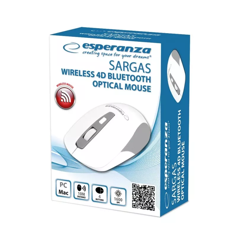 Esperanza EM130W bezvadu Bluetooth 4D pele, balta