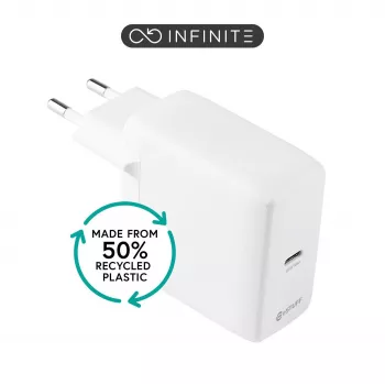 ESTUFF INFINITE (GRS) USB-C lādētājs – 20W sienas lādētājs ar Power Delivery 3.0 un Quick Charge 3.0, balts