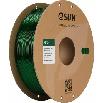 ESUN PETG+ 1,75mm caurspīdīgi zaļš 1kg papīra spolīte 3D printera kvēldiegs PETG+175T-G1P1
