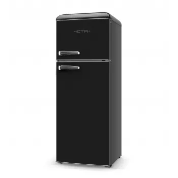 ETA Storio Retro Combi Ledusskapis ar Saldētavu, 215L Kopā, 170L Ledusskapis, 45L Saldētava, Brīvi stāvošs, Melns, Energoefektivitātes klase E, 38dB