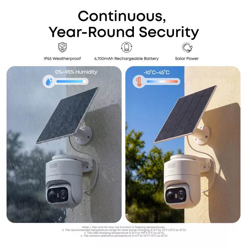 eufy eufyCam C36 solo 4K UHD Wire-Free Solar Security Camera, Balts