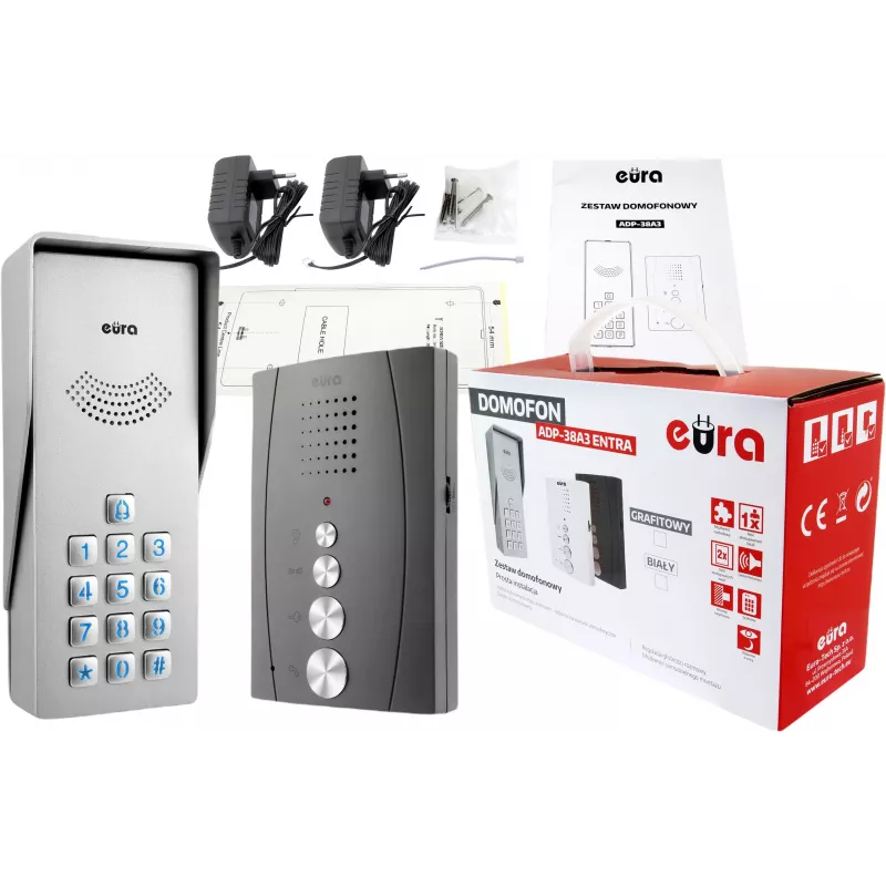 EURA ADP-38A3 ENTRA Audio Intercom System Graphite