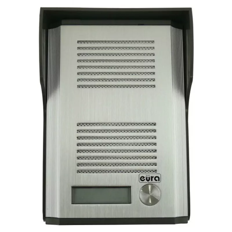 EURA ADP-44A3 (RL-3203D) Audio Intercom System - 2-vadu, vienģimenes, balts iekštelpu bloks, sudraba āra panelis