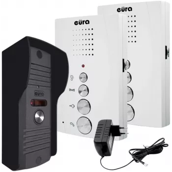 EURA ADP-51A3 DIFESA 1-Ģimenes Audio Domofona Sistēma ar 2 Klausulēm, Balta