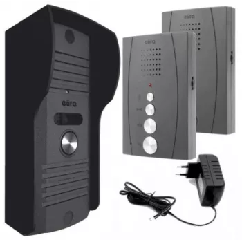 EURA ADP-51A3 DIFESA Audio durvju telefona komplekts - 1 ģimenei, 2 klausules, domofons, grafīts