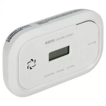 EURA CD-72A2/B oglekļa monoksīda detektors ar LCD displeju, elektroķīmisko sensoru, 85 dB trauksmi, EN 50291-1 sertificēts