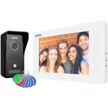 EURA VDP-76A3 7 collu vadu video durvju telefons ar monitoru, balts