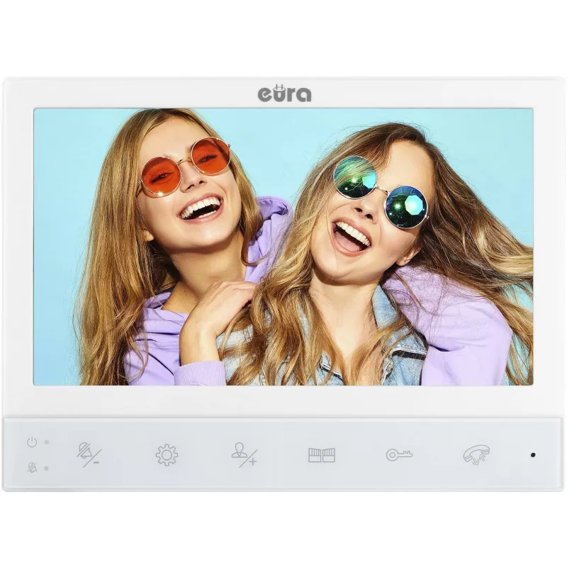 EURA VDP-80C5 Divu ģimeņu video domofonu sistēma, balta, 2x 7 inch LCD, FHD, 1080p kamera, RFID lasītājs, virsmas montāža