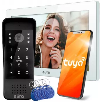 EURA VDP-86A3 10 collu balta TUYA video interkomunikators