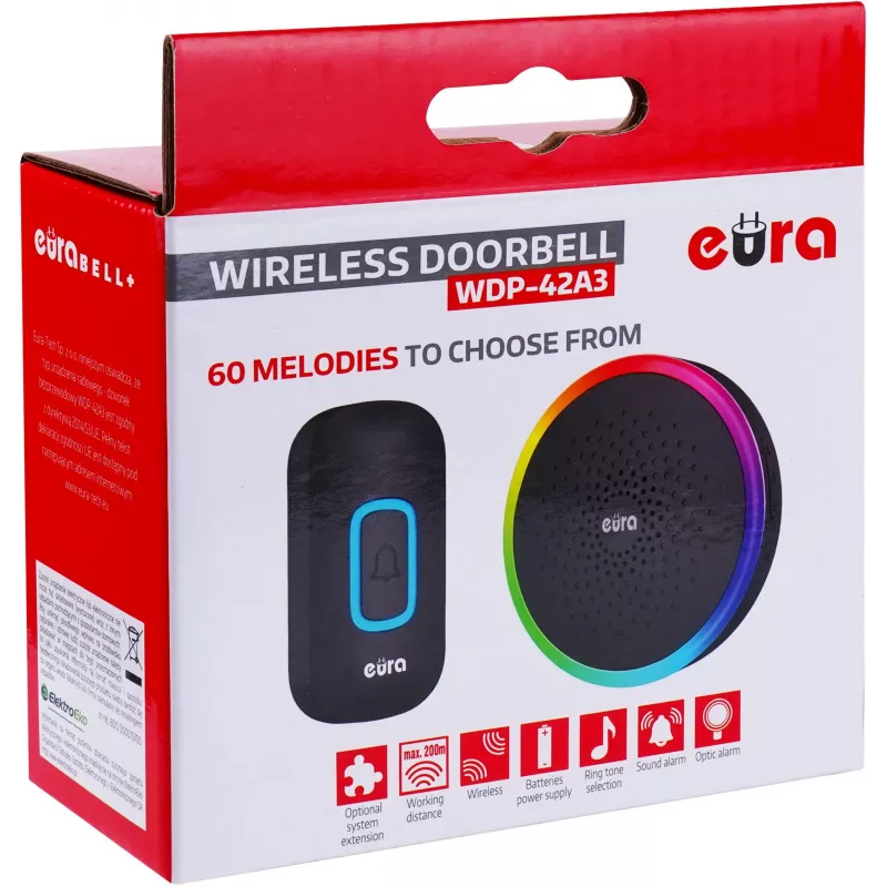 EURA WDP-42A3 bezvadu durvju zvans - melns