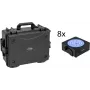 EUROLITE 8 gabalu LED PAR komplekts ar RGBW IP65 augšupvērstiem prožektoriem un uzlādes koferi