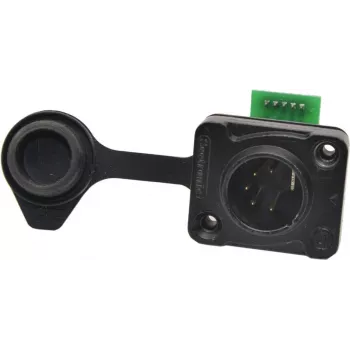 EUROLITE IP XLR komplekts 5 kontaktu vīrišķais/sieviešķais savienotājs, IP65, cinkota preslietā korpusā, lodējami kontakti, melns 30208439