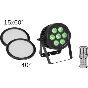 EUROLITE LED IP PAR 7x9W SCL prožektors ar 15x60° un 40° difuzora lēcām 20000672
