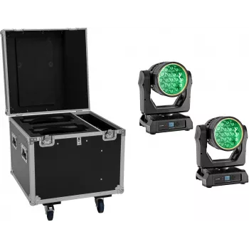 EUROLITE komplekts 2x LED IP TMH-W285 Hypno kustīga galva Wash IP65 + Flightcase ar riteņiem