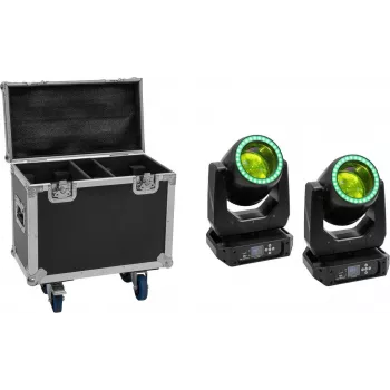 EUROLITE komplekts 2x LED TMH-B120 Hypno Moving-Head Beam + Flightcase ar riteņiem