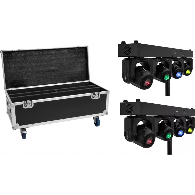 EUROLITE komplekts 2x LED TMH Bar S120 kustīgo galvu prožektori + transporta koferis ar ritentiņiem