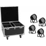 EUROLITE komplekts 4x AKKU IP PAR 14 HCL QuickDMX + Flightcase IP65 skatuves apgaismojuma komplekts