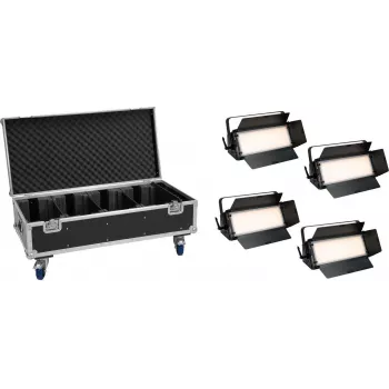 EUROLITE komplekts 4x LED PLL-576 CW/WW panelis + koferis ar riteņiem DMX 576 LEDs 3000-6000K