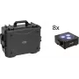 EUROLITE komplekts 8x AKKU Flat Light 3 sw + plastmasas koferis ar ratiņiem RGBW LED QuickDMX