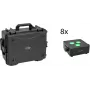 EUROLITE komplekts 8x AKKU IP Flat Light 3 sw IP65 LED prožektori ar ratiņu koferi