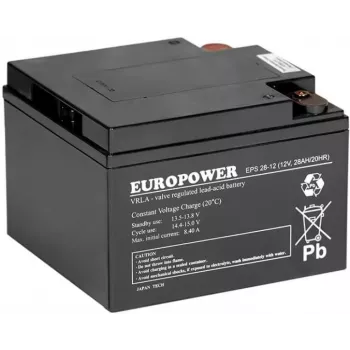 Europower AGM Akumulators EPS Sērija 12V 28Ah (8-12 Gadi Darbības Laiks)