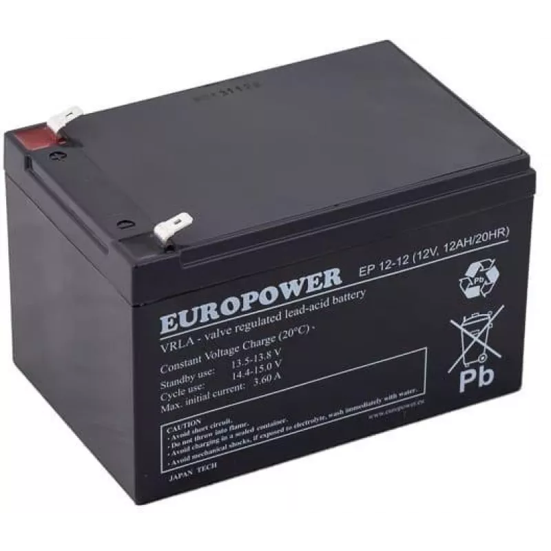 Europower EP12-12 12V 12Ah AGM Battery