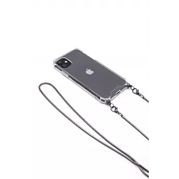 Evelatus Apple iPhone 11 Pro Max Silikona Caurspīdīgs ar Kaklasiksnas TPU Siksnu Space Gray
