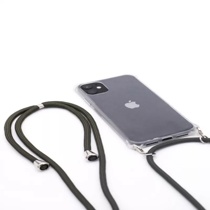 Evelatus Apple iPhone 11 Silikona caurspīdīgs maciņš ar kakla siksnu TPU siksniņa Caurspīdīgs