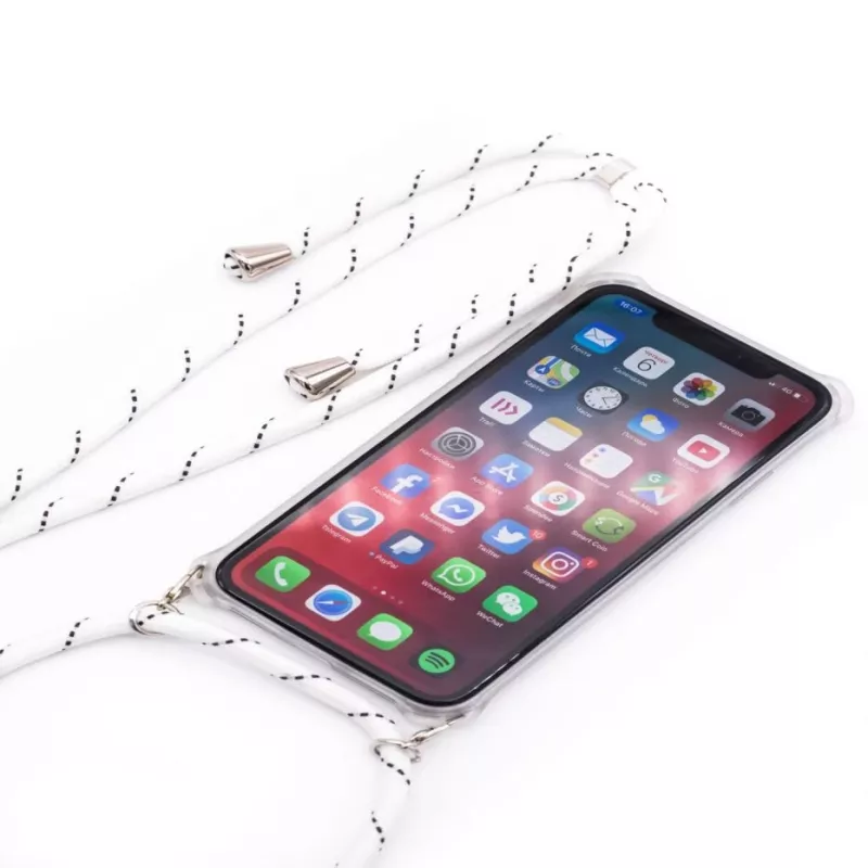 Evelatus Apple iPhone 11 Silicone Transparent Case with Necklace TPU Strap Transparent