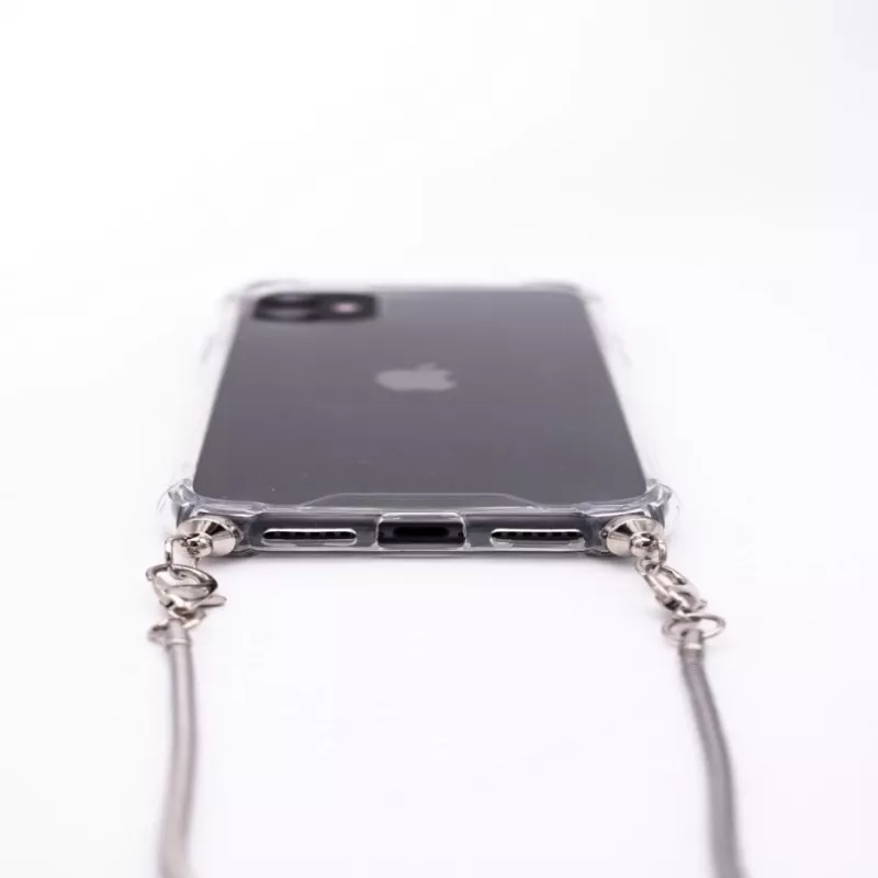 Evelatus Apple iPhone 11 Silikona caurspīdīgs ar kakla siksnu TPU sudrabs