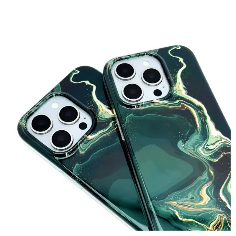 Evelatus Apple iPhone 15 Pro PC vāciņš ar pielāgotu marmora rakstu tumši zaļā krāsā