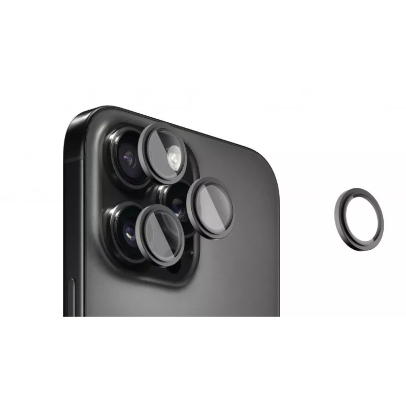 Evelatus Apple iPhone 16 Pro / 16 Pro Max kameras objektīva aizsargs Armor Black Titanium