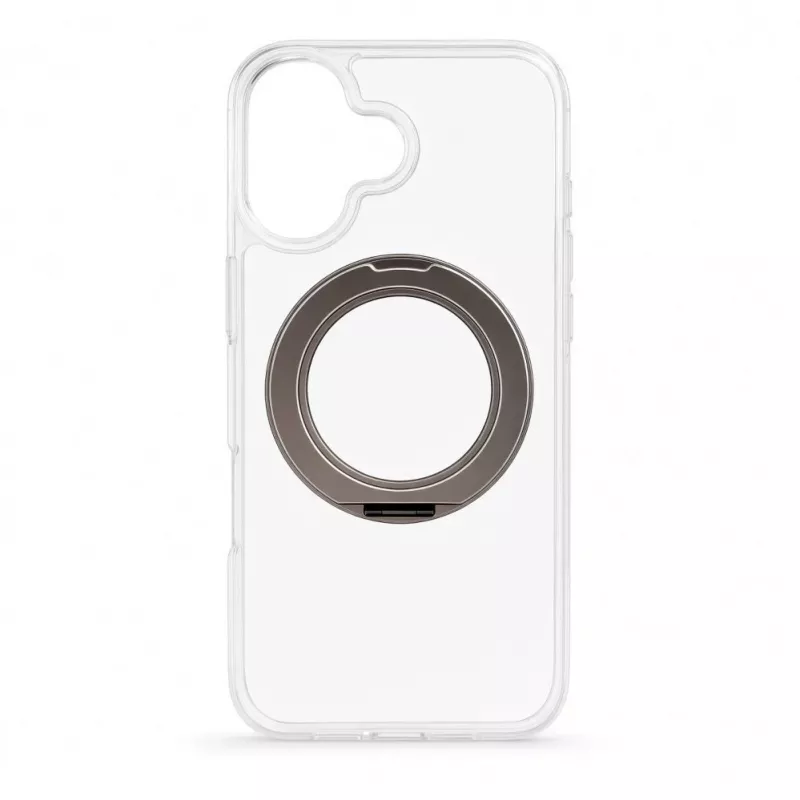 Evelatus Apple iPhone 17 hibrīda maciņš ar MagSafe PC+TPU 360 metāla statīvu, caurspīdīgs