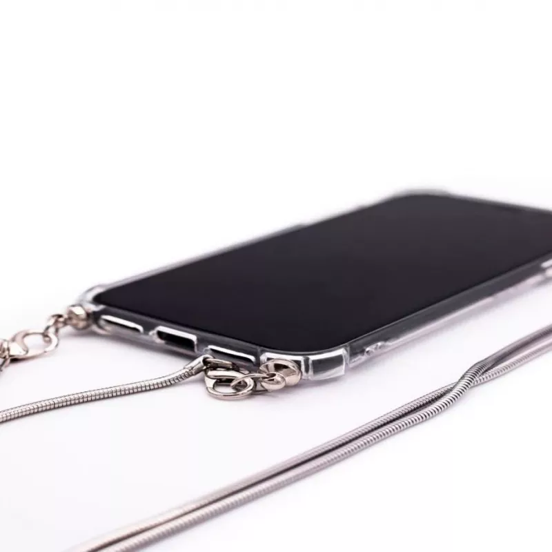 Evelatus Apple iPhone XR Silicone Caurspīdīgs ar Kaklasiksnas TPU Siksnu Sudrabs