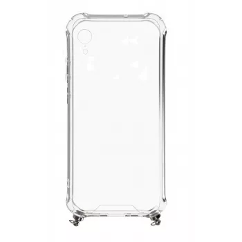 Evelatus Apple iPhone XR Silicone Caurspīdīgs ar Kaklasiksnas TPU Siksnu Sudrabs