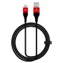 Evelatus Apple Lightning datu kabelis MFI09 alumīnija korpuss + pinums melns sarkans