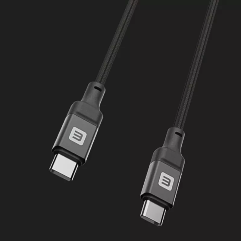 Evelatus spirālveida USB-C uz USB-C kabelis 1,2 m 60 W PD pīts melns