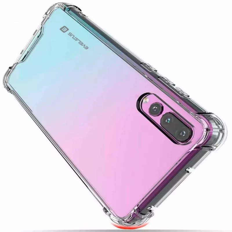 Evelatus Huawei P30 militārais triecienizturīgais silikona vāciņš TPU caurspīdīgs
