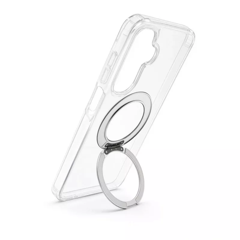 Evelatus Samsung Galaxy A17 4G / A17 5G hibrīda maciņš ar MagSafe PC+TPU 360 metāla statīvu, caurspīdīgs