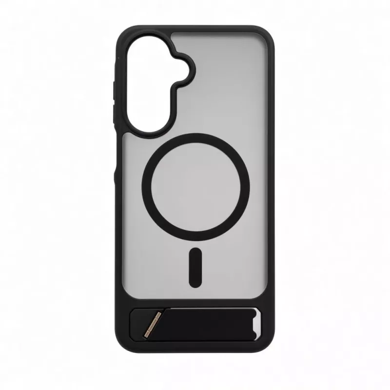 Evelatus Samsung Galaxy A17 4G / A17 5G gumēts MacSafe vāciņš ar statīvu, melns