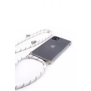 Evelatus Samsung Galaxy A30s Case with Rope White Stripes Transparent