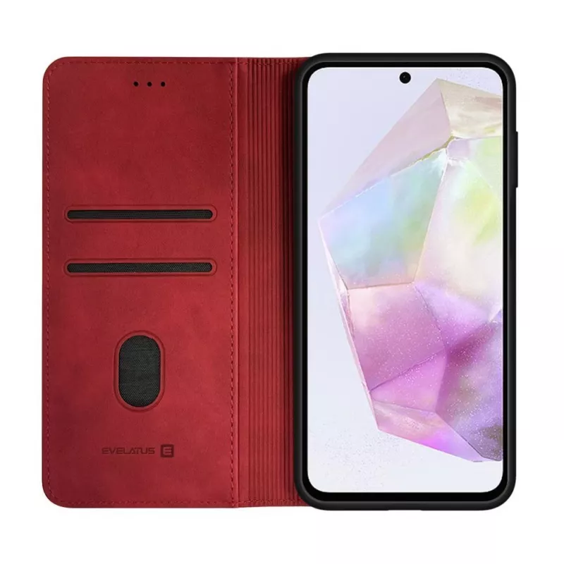 Evelatus Samsung Galaxy A35 grāmatas vāciņš sarkanā krāsā