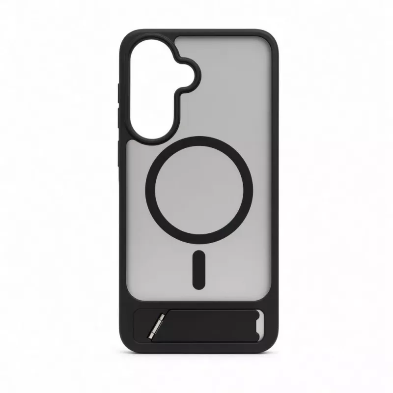 Evelatus Samsung Galaxy A37 / A36 gumēts MacSafe vāciņš ar statīvu, melns