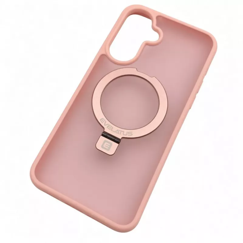 Evelatus Samsung Galaxy A37 / A36 Shield Case ar MagSafe un statīvu, matēts gredzens, gaiši rozā