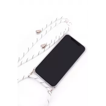 Evelatus Samsung Galaxy A50s Case ar Auklu Baltas Svītras Caurspīdīgs