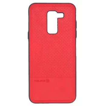 Evelatus Samsung Galaxy A6 Plus 2018 TPU Case ar metāla plāksni magnētiskajam auto turētājam Sarkana