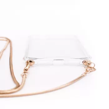 Evelatus Samsung Galaxy S10 Silicone Transparent Case with Necklace TPU Strap Gold