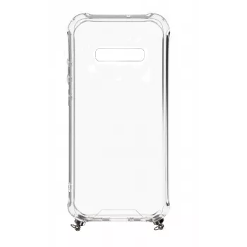 Evelatus Samsung Galaxy S10 Silikona Caurspīdīgs ar Kaklasiksnas TPU Siksniņu Sudrabs